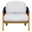 Fauteuil club d'extérieur en bois avec décoration en corde gris foncé et coussin en bois de haute qualité, configuration élastique