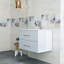 Meuble-lavabo mural blanc brillant 30 po avec lavabo, double tiroir, lavabo en céramique, poignée longue en métal, installation facile