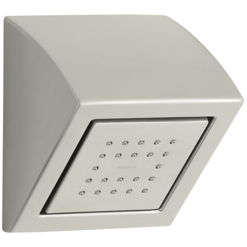 Pomme de douche murale carrée 22-buses avec jet de stimulation watertile, Nickel brossé éclatant
