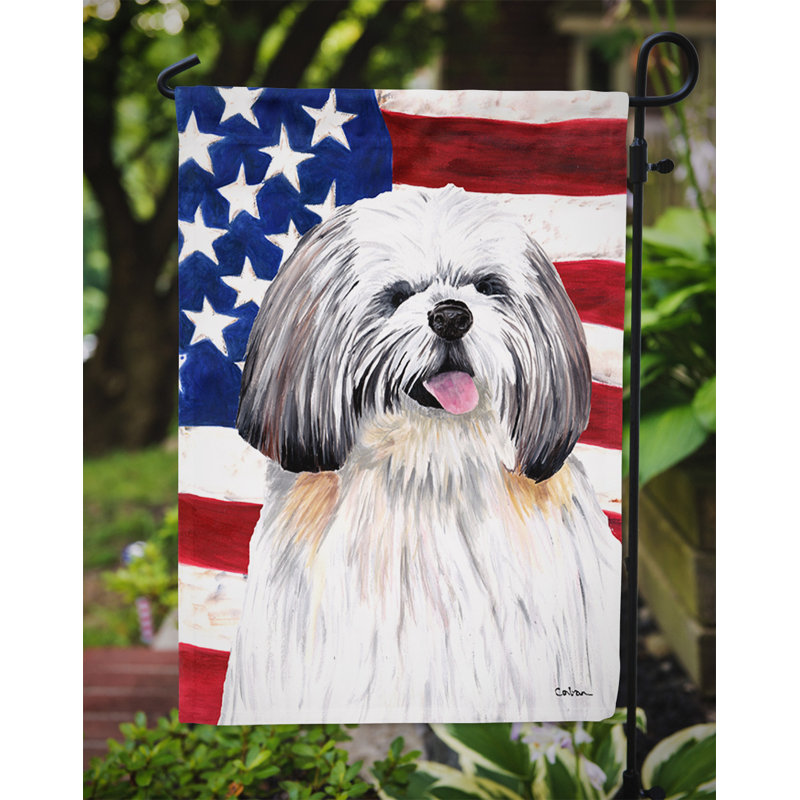 2 côtés en polyester de 2 côtés american drapeau de jardin, Shih Tzu 3