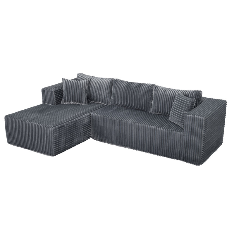 Canapé modulaire en L 105 po, Tissu gris, Orienté à gauche (vu de face)