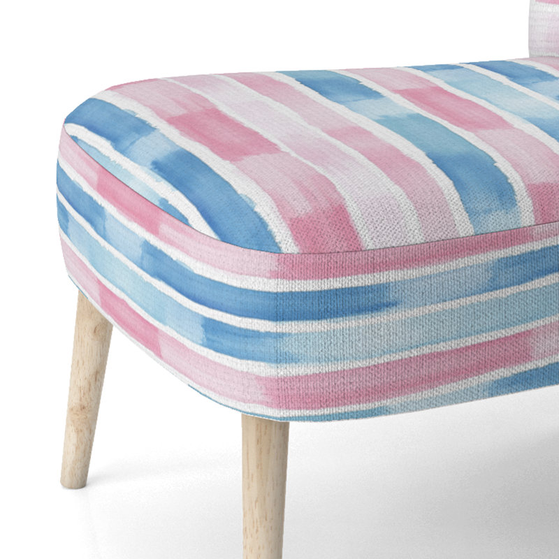 Chaise rembourrée rayée - Chaise d'appoint rose et bleu, Chaise d'appoint sans accoudoirs