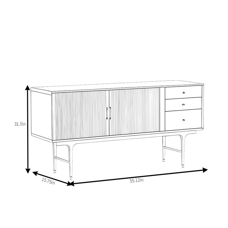 American Style Simple And Retro Sideboard, 31.5" H x 55.12" W x 15.75" D