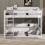 Lit superposé grand sur grand avec tablettes de rangement et ports USB, lit superposé en bois massif avec échelle et garde-corps-123077618