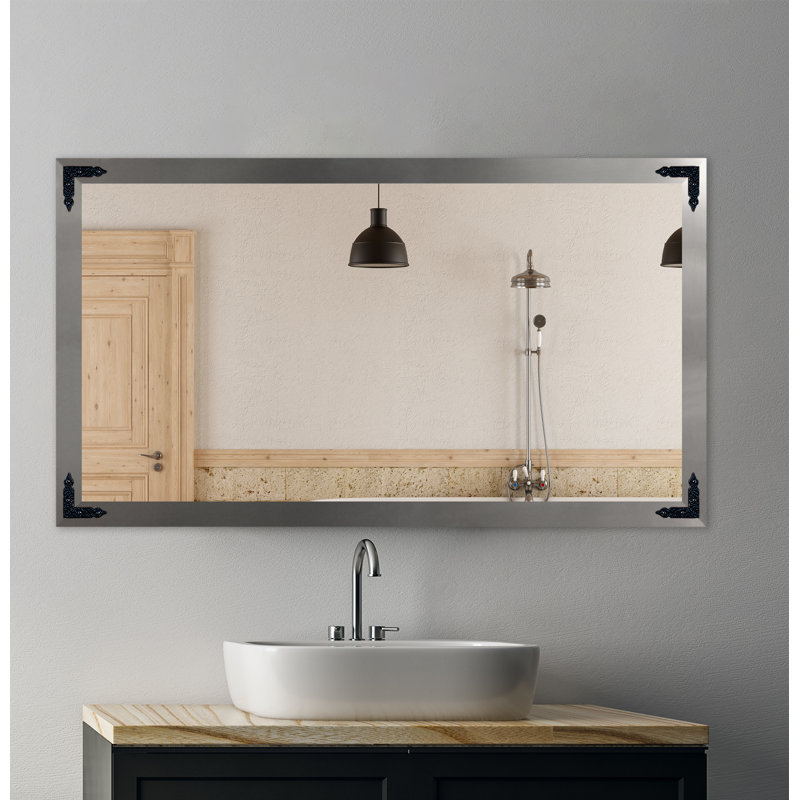 Heavner Flat Wall Mirror, 60" H x 31.5" W, Silver