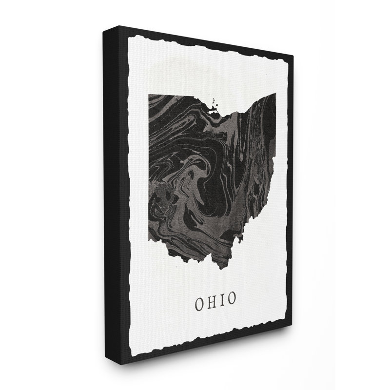 « marbleed paper ohio state silhouette », impression, Toile tendue, H 20 po x l 16 po x P 1,5 po