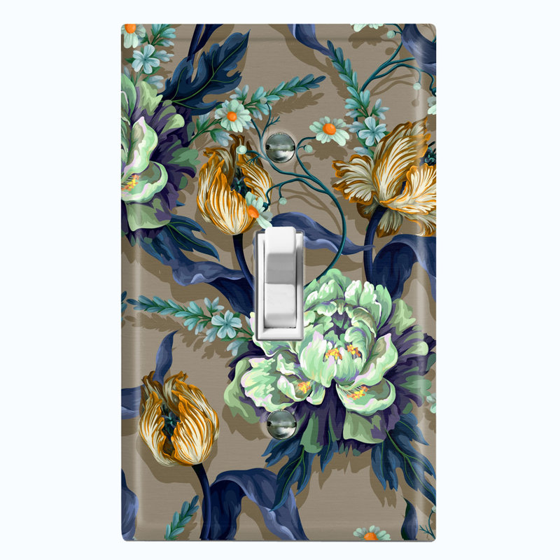 Flower Colorful Paint Print 1 - Gang Toggle Light Switch Standard Wall Plate