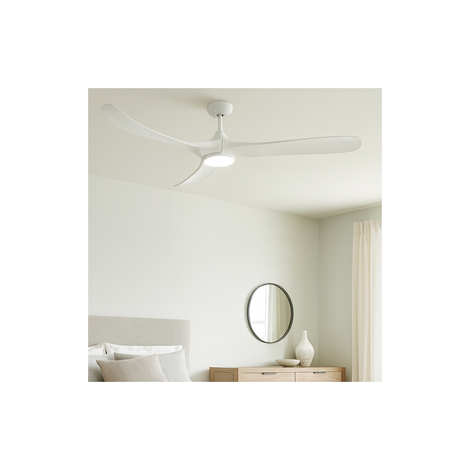 Reze 3 Blade Ceiling Fan with LED Light Kit, Matte White