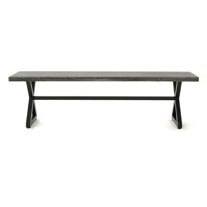 Banc de salle à manger d'extérieur en aluminium avec structure en acier, gris / noir, Gris / Noir