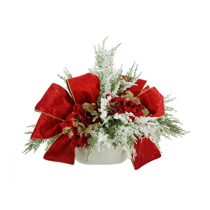 Polysilk Hydrangea Arrangement in Vase