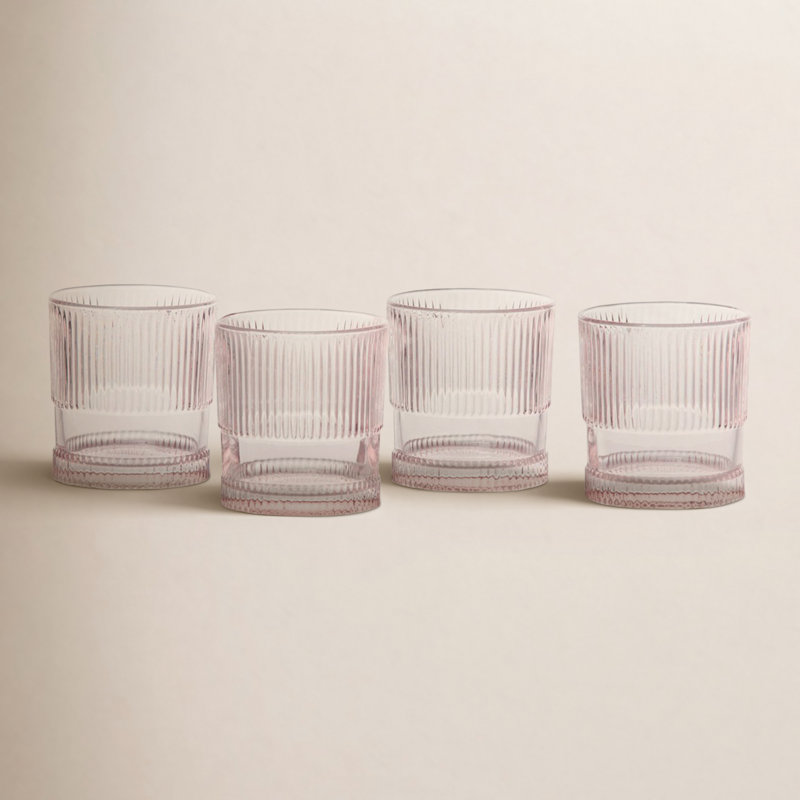Fortessa Noho Glass, 9.85 Oz. Double Old Fashioned (Set of 4), Blue, 9.85, Pink