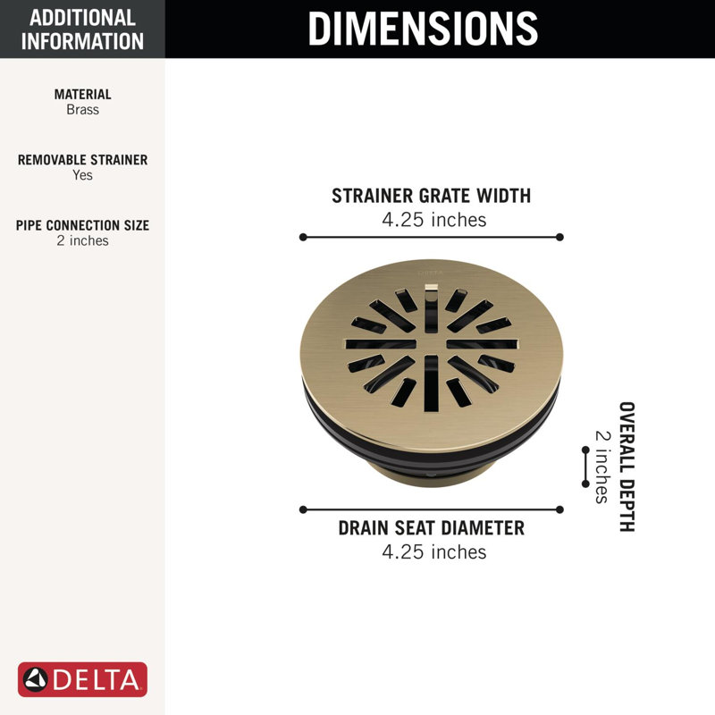 Grid Shower Drain, Champagne Bronze