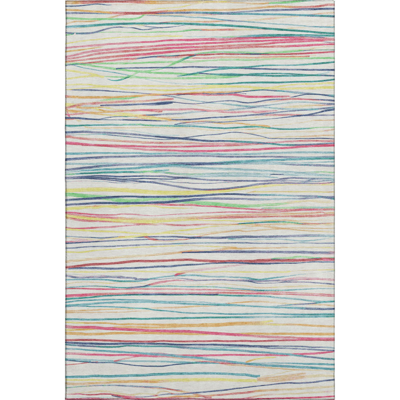 Premium Machine Washable Harjo AMF1603 Stripes Rug, Rectangle 5' x 7'6"