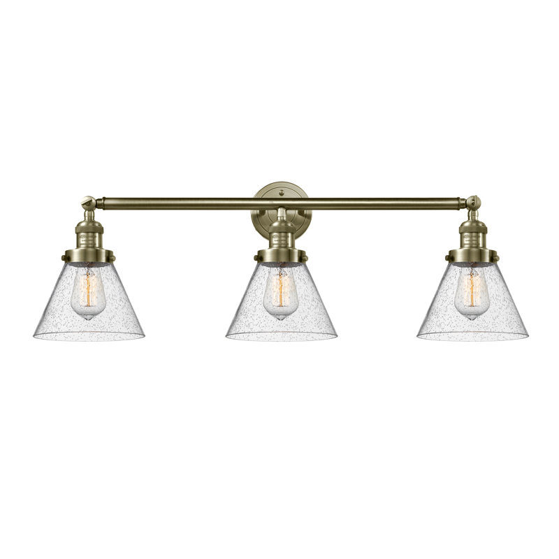 Éclairage pour meuble-lavabo 3 lumières Shauna Cone, Laiton antique, Incandescente