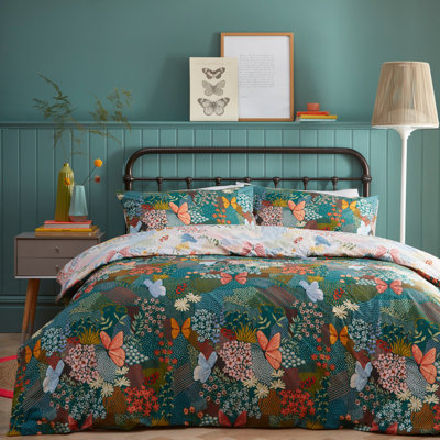 furn. Cotton Blend and Cotton Floral Duvet Cover Set with Pillowcases