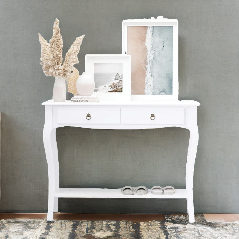 Anilah 100cm Modern Console Table With 2 Drawers and Shelf