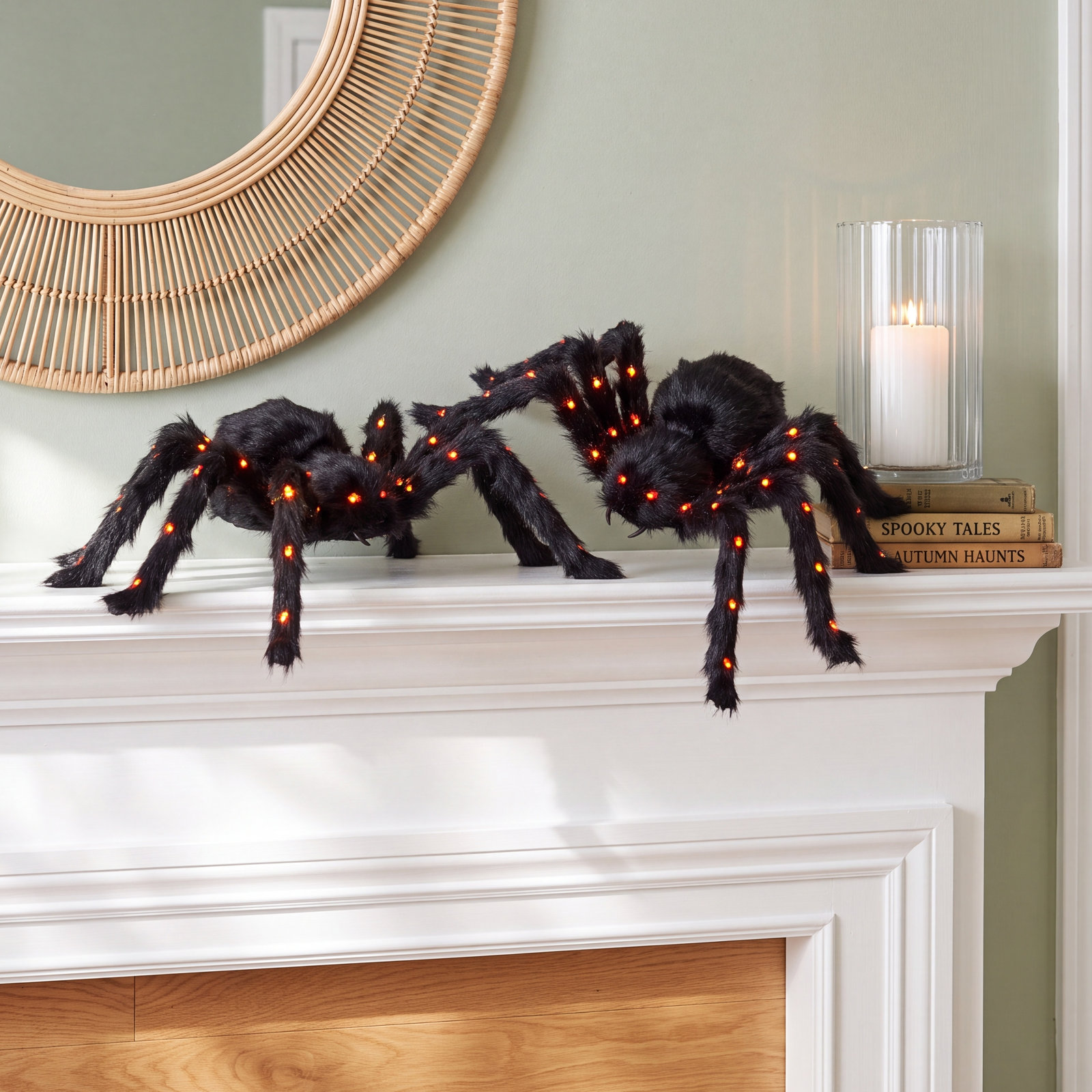 Lighted Fuzzy Spider Set with Bendable Legs