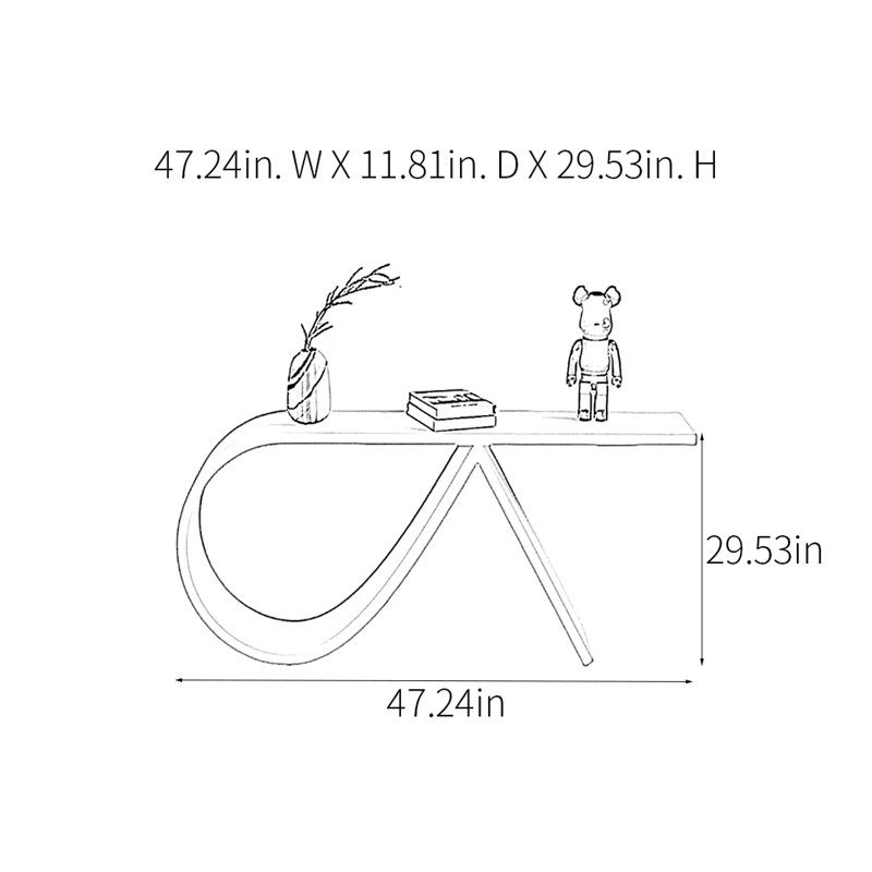Console Modern Minimalist Art Design, Noir, H 29,53 po x l 47,24 po x P 11,81 po