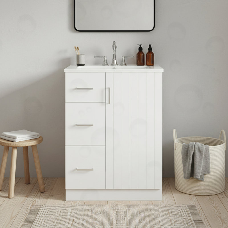 Bathroom Vanity with 2 Drawers, White
