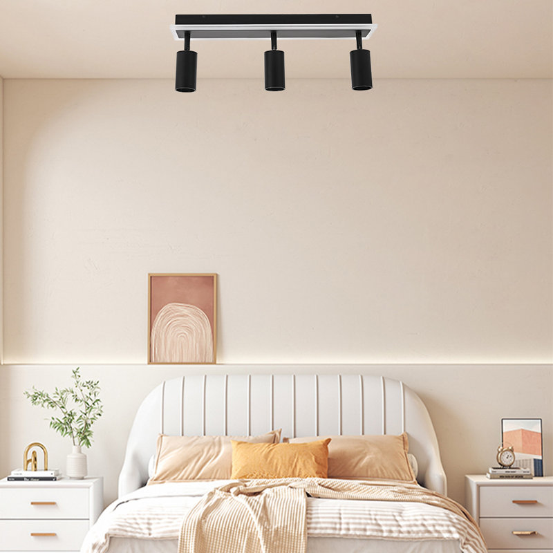Plug In Track Lighting, LED Rotatable Heads 5 Ways Track Lighting, Track Lighting Fixtures Ceiling, Modern Black Track Light For Kitchen, Living Room. (Built-In LED Bulbs Included)