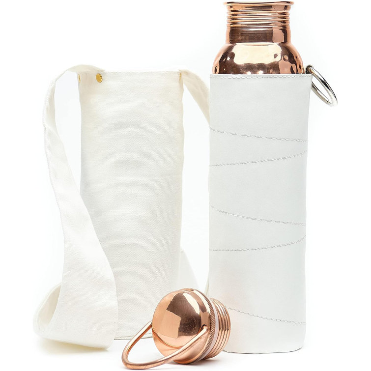 Kitchen Science - Hammered Design Copper Water Bottle with Free Sleeves and  Carrying Bag