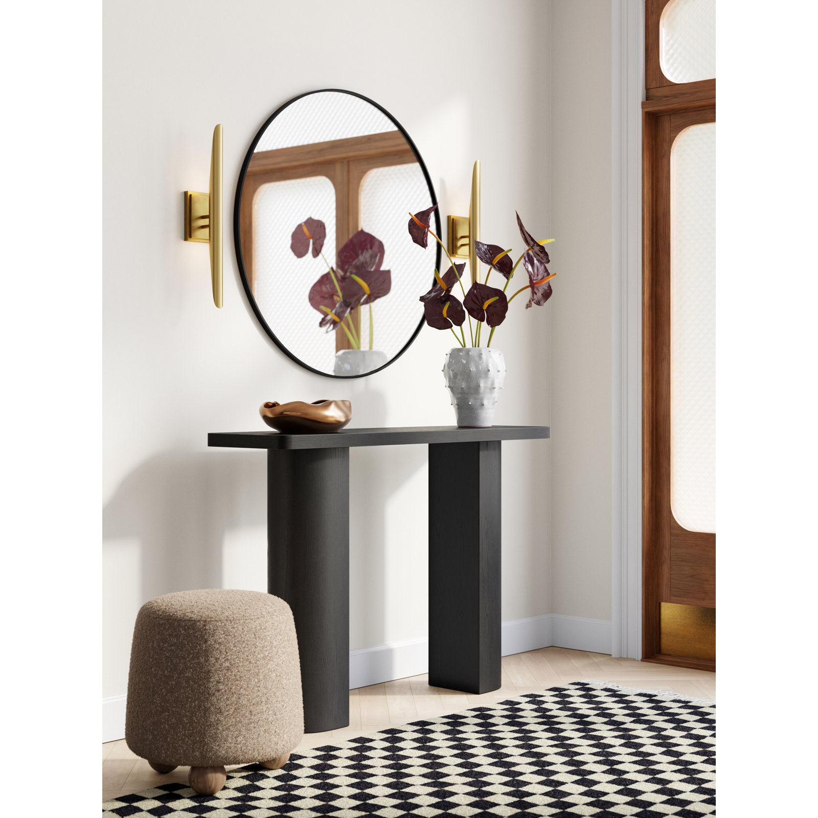 Sabine Metal Round Wall Mirror, Black, 18" x 18"