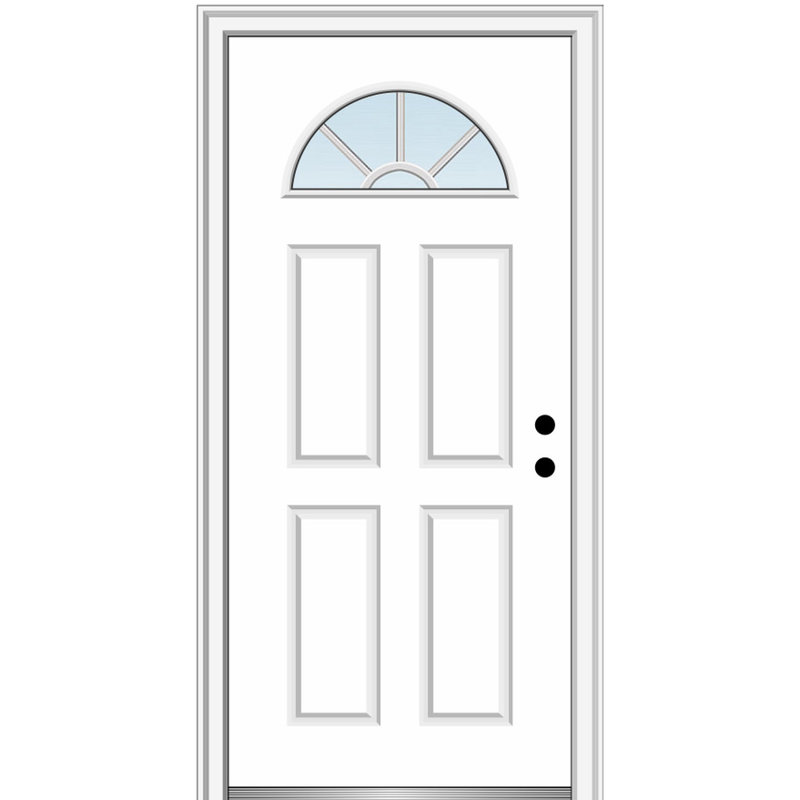 Portes d'entrée pré-montées en fibre de verre apprêtée Sunburst, S'ouvre à gauche vers l'intérieur