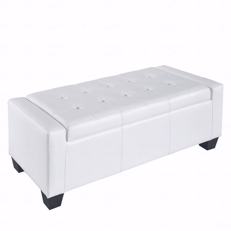 Faux Leather Rectangular Tufted Storage