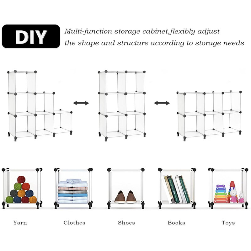 Organisateur de placard 6 cubes de rangement pour placard de rangement pour les vêtements empilables, Clair