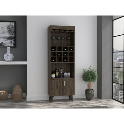 Dark Walnut 1-Drawer 2-Shelf Bar Cabinet