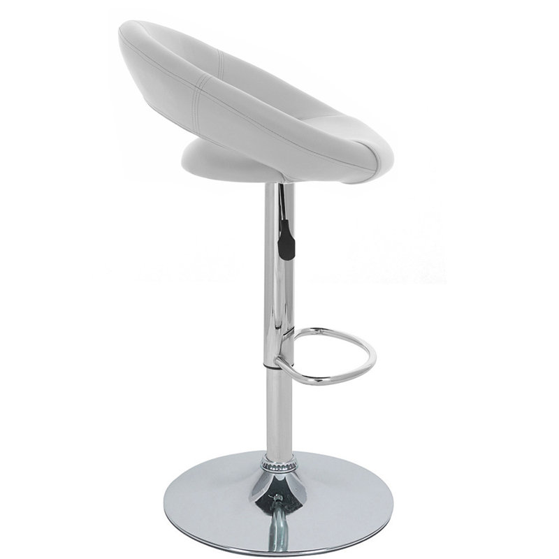 Nouvel Swivel Upholstered Adjustable Height Counter Stool with Metal Frame, White