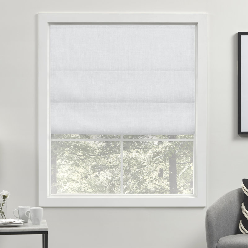 Exclusive Home Acadia 100% Blackout Roman Shade, 27"W x 64"L, White