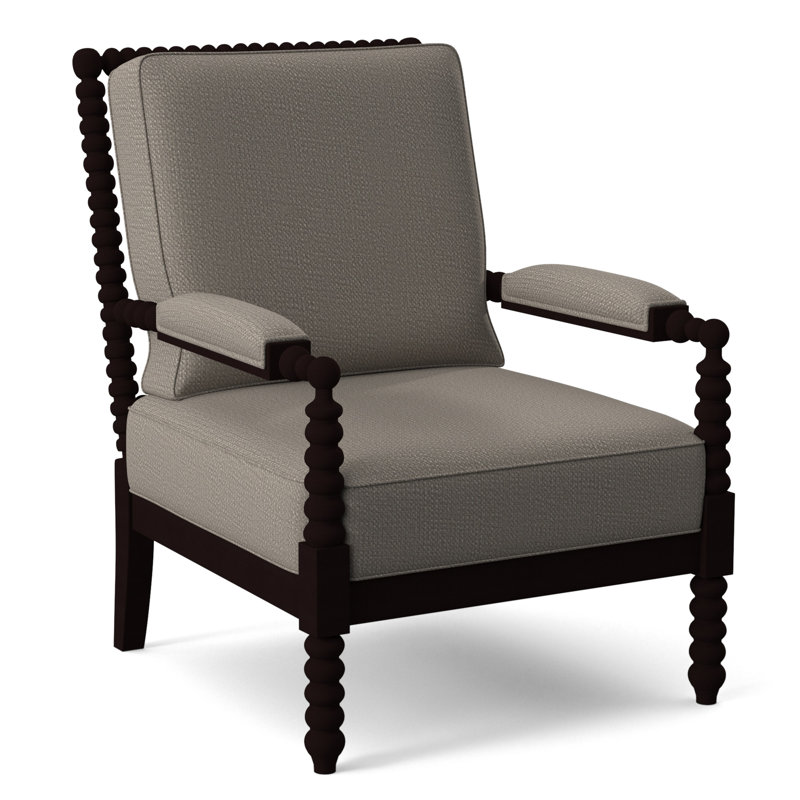 Lind Island 29" Wide Lounge Chair, Java Finish, Stone Crypton Performance; 0884-83