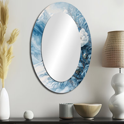 Snow Peonies Into The Winter Landscape III - Traditional Oval Wall Mirror