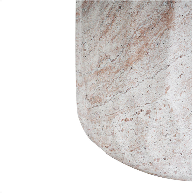 Outdoor/Indoor Lightweight Concrete Side Table,Cylinder Travertine Finish Accent Table