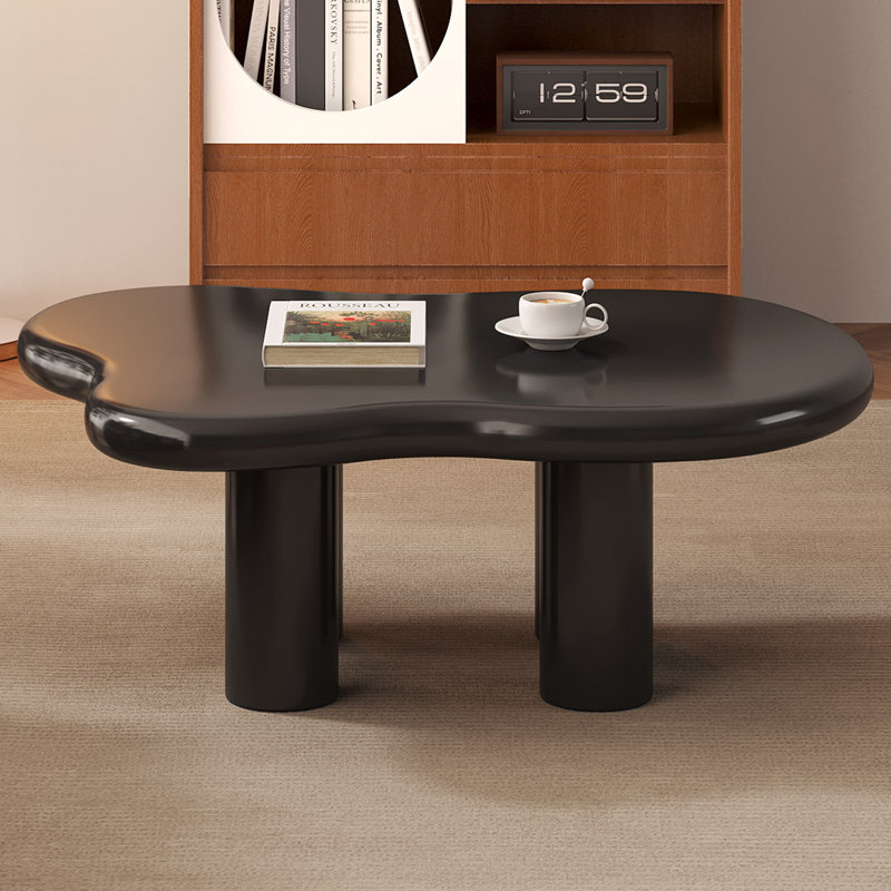 Modern Cloud Black Coffee Table with 4 legs for Living Room,Bedroom, Black