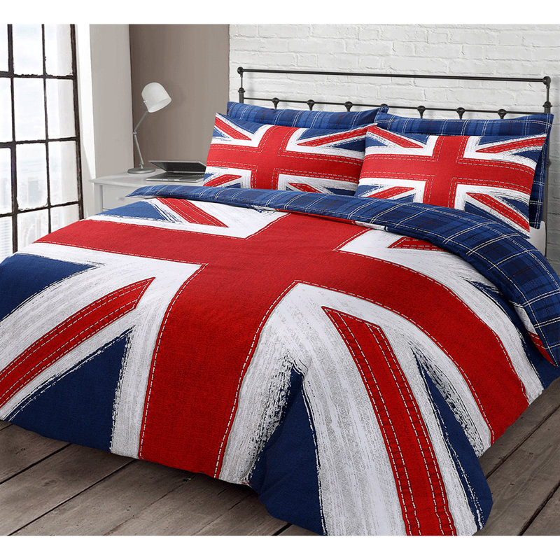 Rasheema Duvet Set, Double - 2 Standard Pillowcases, Navy, Modern Denim Patchwork