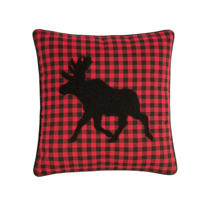 Swartz Moose Cotton Plaid Throw Pillow