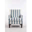 Chaise d'appoint rembourrée, fauteuil vintage avec tissu en lin rayé bleu et blanc et garniture cloutée pour le salon