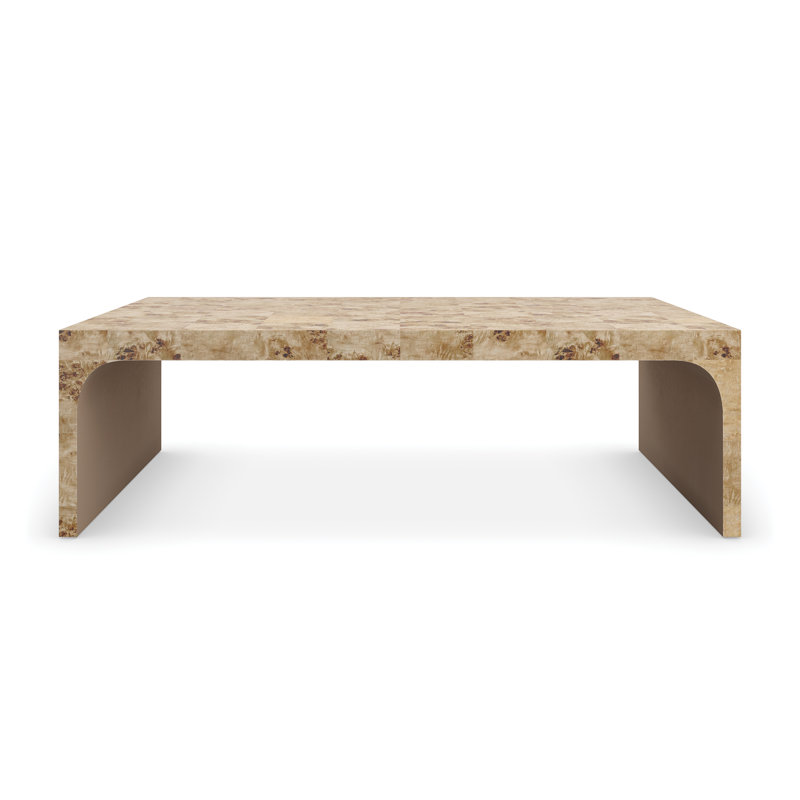 Mappa Burl Brown Rectangular Cocktail Table with Bronze Leaf Finish