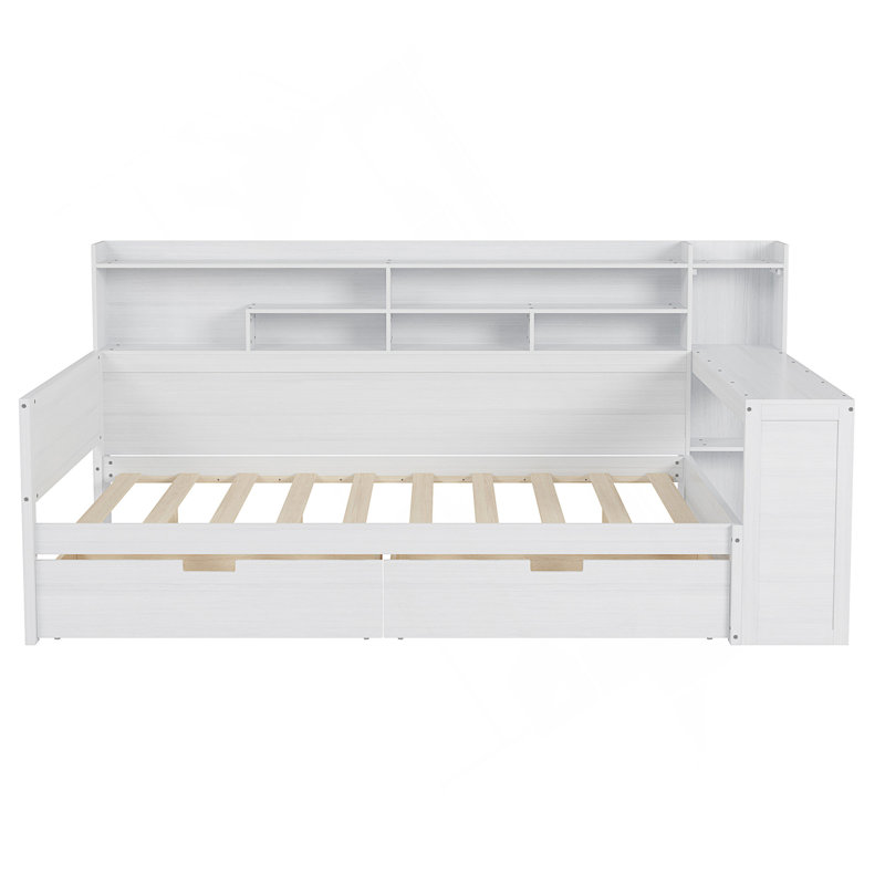 Versatile Wooden Irlene with Storage and Study Desk for Bedroom Enhancement, Full, Antique White