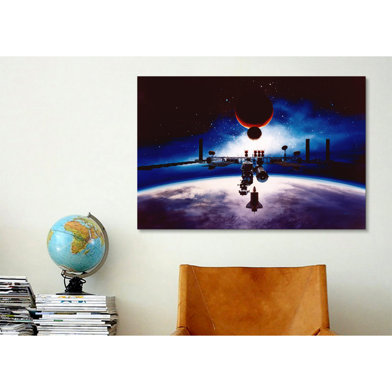 "Astronomie et espace destiné au soleil", impression sur toile, H 18 po x l 26 po x P 1,5 po, Toile tendue, Pas de tapis