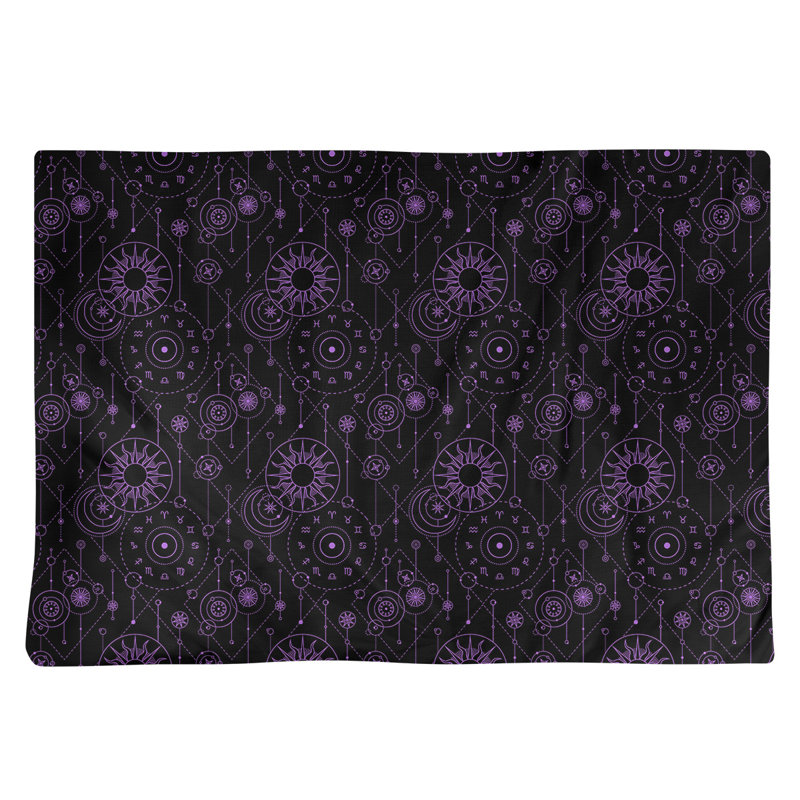 Napperon en coton 18 po astrologie, Noir / Mauve