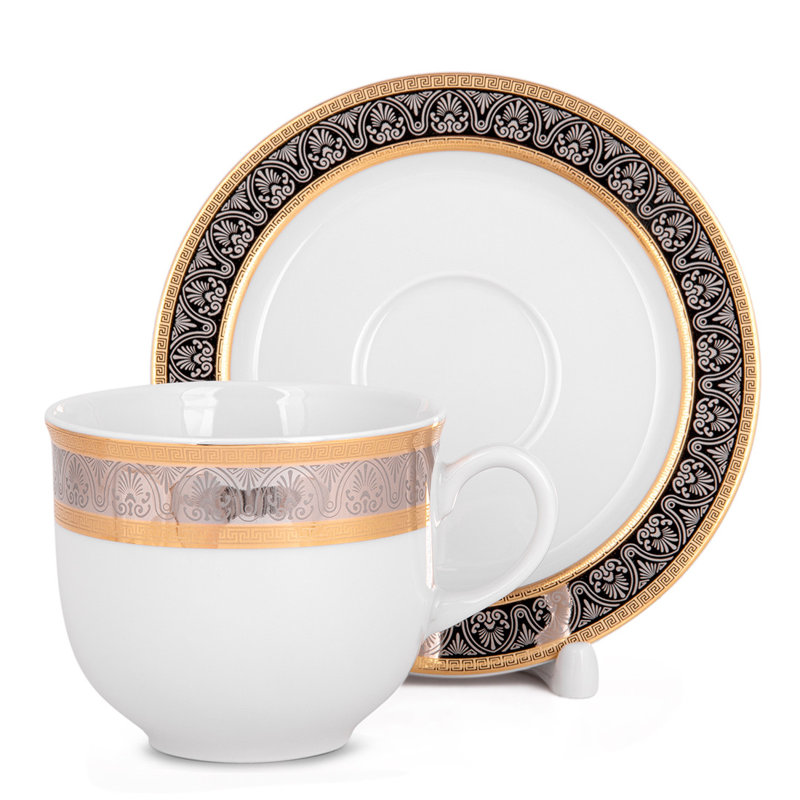 Tasse à thé et soucoupe bohémienne en porcelaine