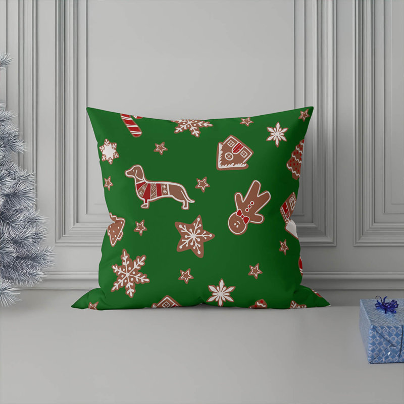 Coussin décoratif d'intérieur Ginger All The Way Seasonal, Vert, Carré 20 po