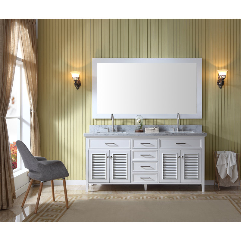 Kensington 73 in. Double Vanity with Mirror, White