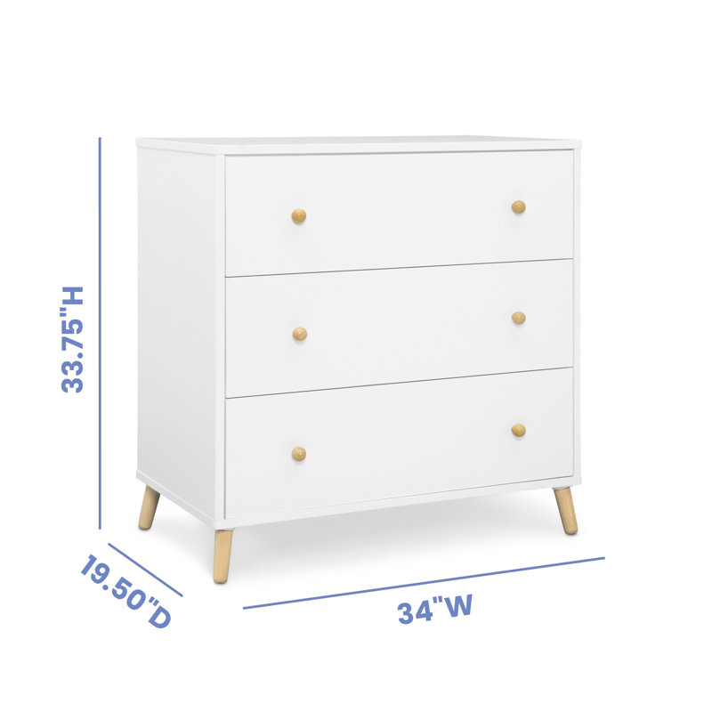 Bianca White and Natural 3-Drawer Nursery Dresser