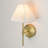 1 - Light Brushed Gold Wall Light with Linen Scalloped Shade