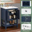 Meuble de salle de bain bleu de 61 cm avec lavabo en céramique intégrée et tablette ajustable