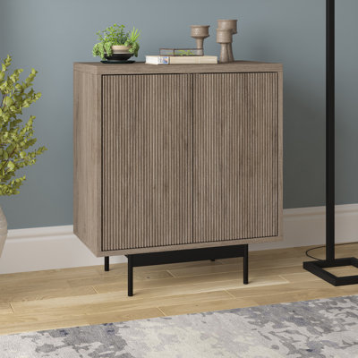 Whitman 28" Wide Rectangular Fluted Accent Cabinet in Antiqued Gray Oak